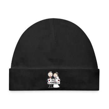 Hochzeitspaar Cartoon just married - Baby Premium Organic Mütze - Schwarz - Vorne