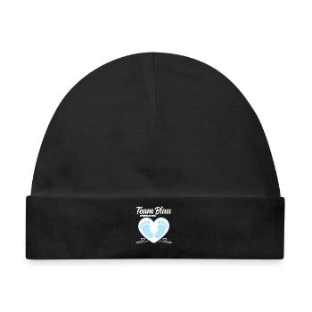 Team Blau hat gewonnen - Geschlecht Mitteilen - Baby Premium Organic Mütze - Schwarz - Vorne