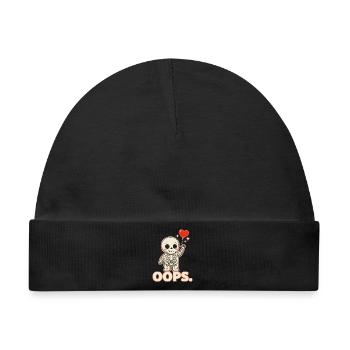 Skelettherzballon OOPS - Baby Premium Organic Mütze - Schwarz - Vorne