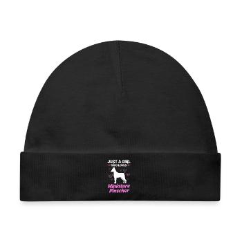 Zwergpinscher - Baby Premium Organic Mütze - Schwarz - Vorne
