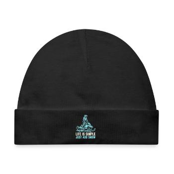 Das Leben ist einfach, einfach Schnee hinzufügen – Schneemobilfahrer - Baby Premium Organic Mütze - Schwarz - Vorne