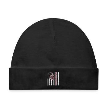 Kreuzstich Stickerei - Tiny X Marks Huge Patience - Baby Premium Organic Mütze - Schwarz - Vorne