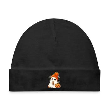 Cozy Ghost and Pumpkin Halloween - Baby Premium Organic Mütze - Schwarz - Vorne
