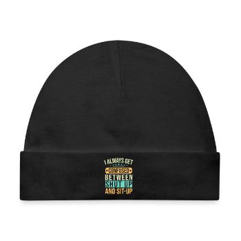 Fitness Fanatics Confused Shut-Up & Sit-Up - Baby Premium Organic Mütze - Schwarz - Vorne