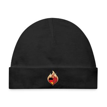 Flammenherz Deutschland-Morocco Flagge - Baby Premium Organic Mütze - Schwarz - Vorne
