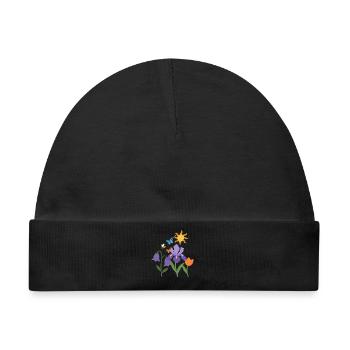 Blumen botanisch Blumenmotiv Illustration Pflanze - Baby Premium Organic Mütze - Schwarz - Vorne