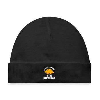Nugget Tastic Kinder 7 Geburtstag Dinosaurier - Baby Premium Organic Mütze - Schwarz - Vorne