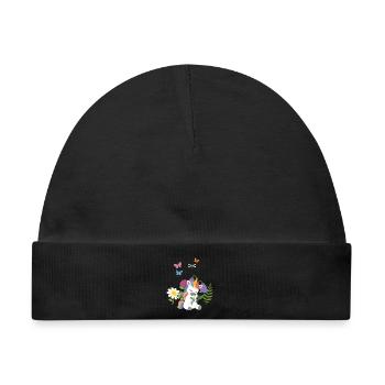 Gänseblümchen Blumen Kinder Einhorn Kinderdesign - Baby Premium Organic Mütze - Schwarz - Vorne