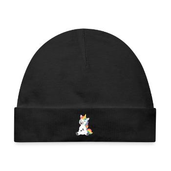 Einhorn märchenhaft lustig Fantasieillustration - Baby Premium Organic Mütze - Schwarz - Vorne