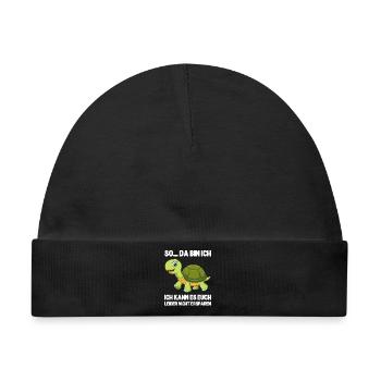 So da bin ich lustige Schildkröte Spruch - Baby Premium Organic Mütze - Schwarz - Vorne