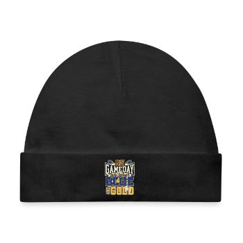 Am Spieltag tragen wir Blau und Gold – Football-Fan - Baby Premium Organic Mütze - Schwarz - Vorne