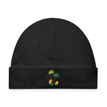 herbstliche Ginkgo Blätter teilweise nur Outlines - Baby Premium Organic Mütze - Schwarz - Vorne