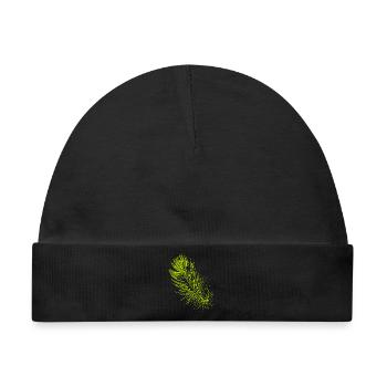 Abstrakte Feder / Linie / grün / Muster - Baby Premium Organic Mütze - Schwarz - Vorne