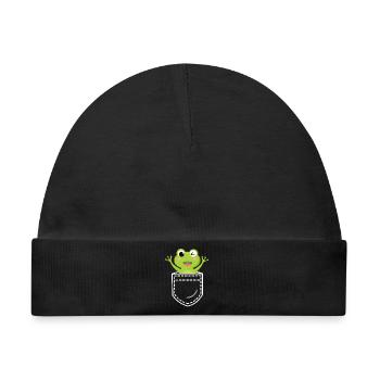 Frosch Frösche - Baby Premium Organic Mütze - Schwarz - Vorne
