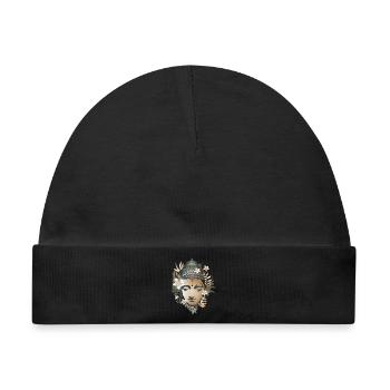 wunderschönes floral geschmücktes Buddha Porträt - Baby Premium Organic Mütze - Schwarz - Vorne