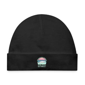 Unterschätze niemals eine Frau am Motorboot - Baby Premium Organic Mütze - Schwarz - Vorne