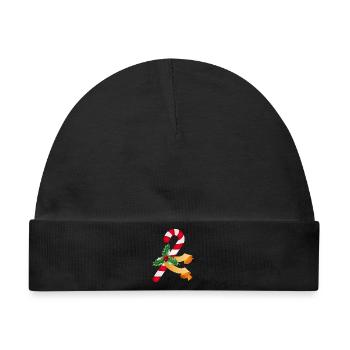 Zuckerstange und Stechpalme für die Weihnachtszeit - Baby Premium Organic Mütze - Schwarz - Vorne