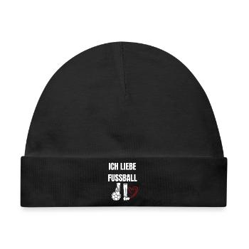 Ich liebe Fußball Herzdesign - Baby Premium Organic Mütze - Schwarz - Vorne