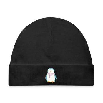 Pinguin Punkte skandinavisch Kinderzimmer Kinder - Baby Premium Organic Mütze - Schwarz - Vorne