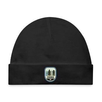 Stockholm Stadtmotive Patch - Baby Premium Organic Mütze - Schwarz - Vorne