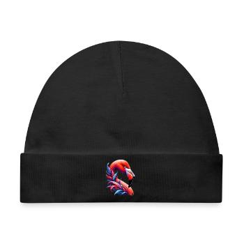 Flamingo - Baby Premium Organic Mütze - Schwarz - Vorne