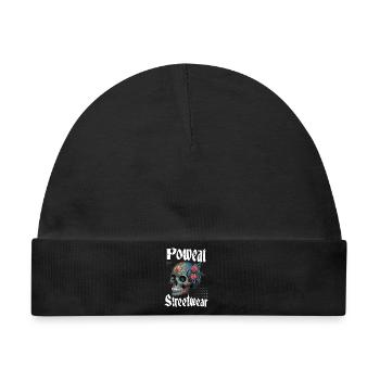 Poweat Streetwear Skull - Baby Premium Organic Mütze - Schwarz - Vorne