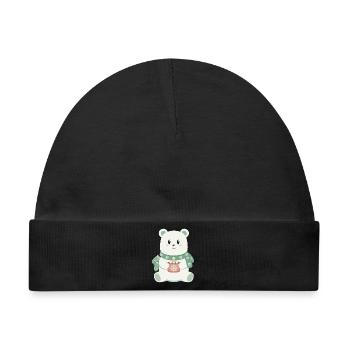 Süßer Eisbär in Weihnachtsstimmung - Baby Premium Organic Mütze - Schwarz - Vorne