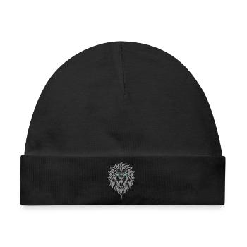 Löwe Tribal Löwenkopf Balue Augen Tattoo - Baby Premium Organic Mütze - Schwarz - Vorne