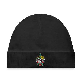 Mexikanischer Sugar Skull Sombrero Rosen - Baby Premium Organic Mütze - Schwarz - Vorne