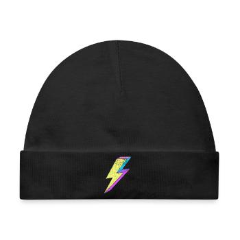 Leuchtende Lightning-Design mit Pastellfarben 80s  - Baby Premium Organic Mütze - Schwarz - Vorne