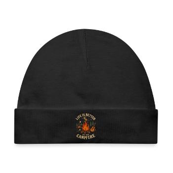 Life is better by the Campfire - Baby Premium Organic Mütze - Schwarz - Vorne
