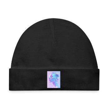 Holographisches Glitch-Porträt - Baby Premium Organic Mütze - Schwarz - Vorne