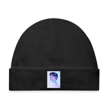 Holographisches Neon-Porträt - Baby Premium Organic Mütze - Schwarz - Vorne
