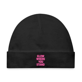 Glow Where You Stand Neon Pink - Baby Premium Organic Mütze - Schwarz - Vorne