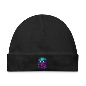 Neon-Totenkopf im Nebelmeer - Baby Premium Organic Mütze - Schwarz - Vorne