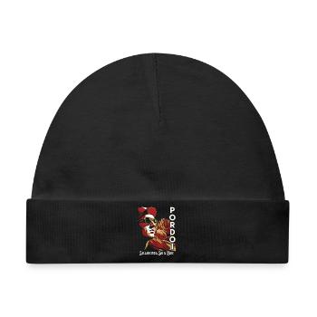 Passo Pordoi Noir Sellaronda Ski- und Fahrradkunst - Baby Premium Organic Mütze - Schwarz - Vorne