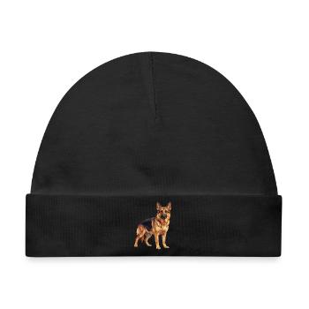 Geometrische Deutscher Schäferhund Low Poly Hundekunst - Baby Premium Organic Mütze - Schwarz - Vorne