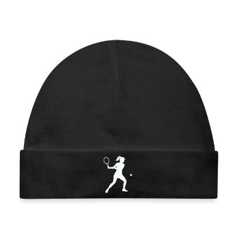 Tennis silhouette im Schwung - Baby Premium Organic Mütze - Schwarz - Vorne