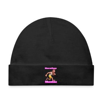 Marathon Maniac Cartoonläufer - Baby Premium Organic Mütze - Schwarz - Vorne