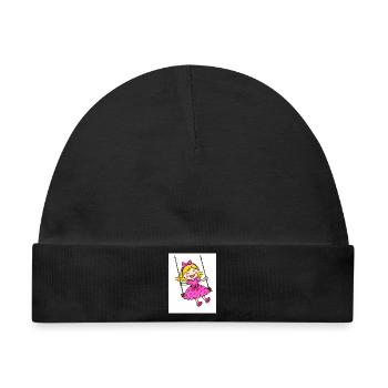 Fröhliches Mädchen sitzt auf der Schaukel - Baby Premium Organic Mütze - Schwarz - Vorne