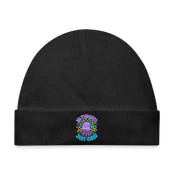 No Thoughts Just Vibes Qualle - Baby Premium Organic Mütze - Schwarz - Vorne