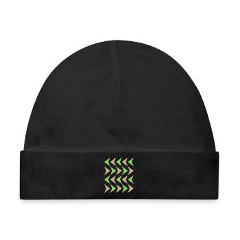 Zickzack-Kontrast Muster - Baby Premium Organic Mütze - Schwarz - Vorne