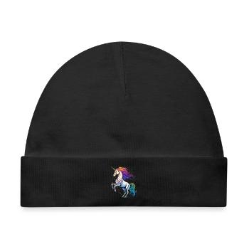 Skelett Einhorn – Neon Horror - Baby Premium Organic Mütze - Schwarz - Vorne