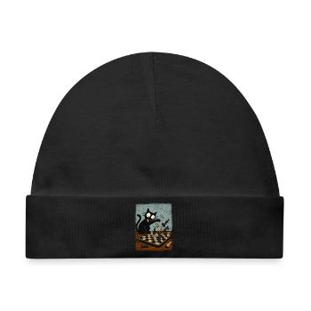  Katzen Schachspieler Schachspiel Schachbrett - Baby Premium Organic Mütze - Schwarz - Vorne