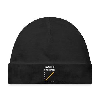 Family In Progress (Schwanger / Eltern / NEG 2C) - Baby Premium Organic Mütze - Schwarz - Vorne