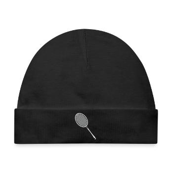 Minimalistische Tennisracket Linienkunst - Baby Premium Organic Mütze - Schwarz - Vorne