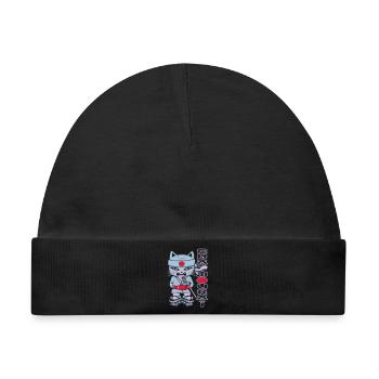 Chat mouraï flex - Baby Premium Organic Mütze - Schwarz - Vorne
