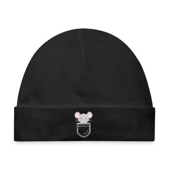 Maus Mäuse - Baby Premium Organic Mütze - Schwarz - Vorne