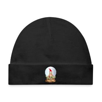 schöne nostalgische Schneekugel mit Teddybär - Baby Premium Organic Mütze - Schwarz - Vorne