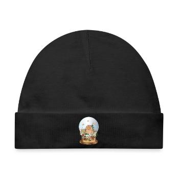 nostalgische Schneekugel mit Wichteltür - Baby Premium Organic Mütze - Schwarz - Vorne